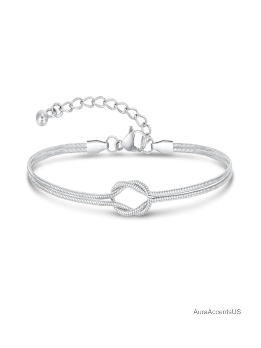 Dainty Double Strand Snake Chain Bracelet, 18K Gold Plated Stainless Steel,